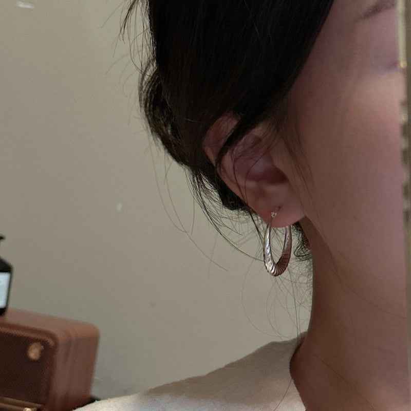 Twist Horn 925 Sterling Silver Hoop Earrings