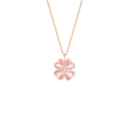 Luna Clover Spin 925 Sterling Silver Rotating Four-Leaf Clover Necklace