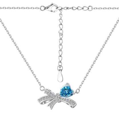 "Blue Ribbon Heart" 925 Sterling Silver Jewelry Set – Necklace, Ring & Earrings