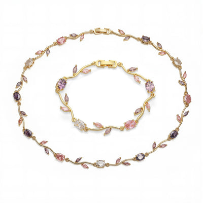 Tulip Reverie Gold-Plated Brass Multicolor Zircon Necklace / Bracelet