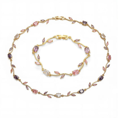Tulip Reverie Gold-Plated Brass Multicolor Zircon Necklace / Bracelet