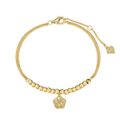 “Blossom Fortune” 925 Sterling Silver Lucky Flower Charm Bracelet