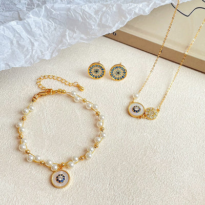 “Stellar Weave” Nacre Eight-Point Star 18K Gold Plated Copper Jewelry Set