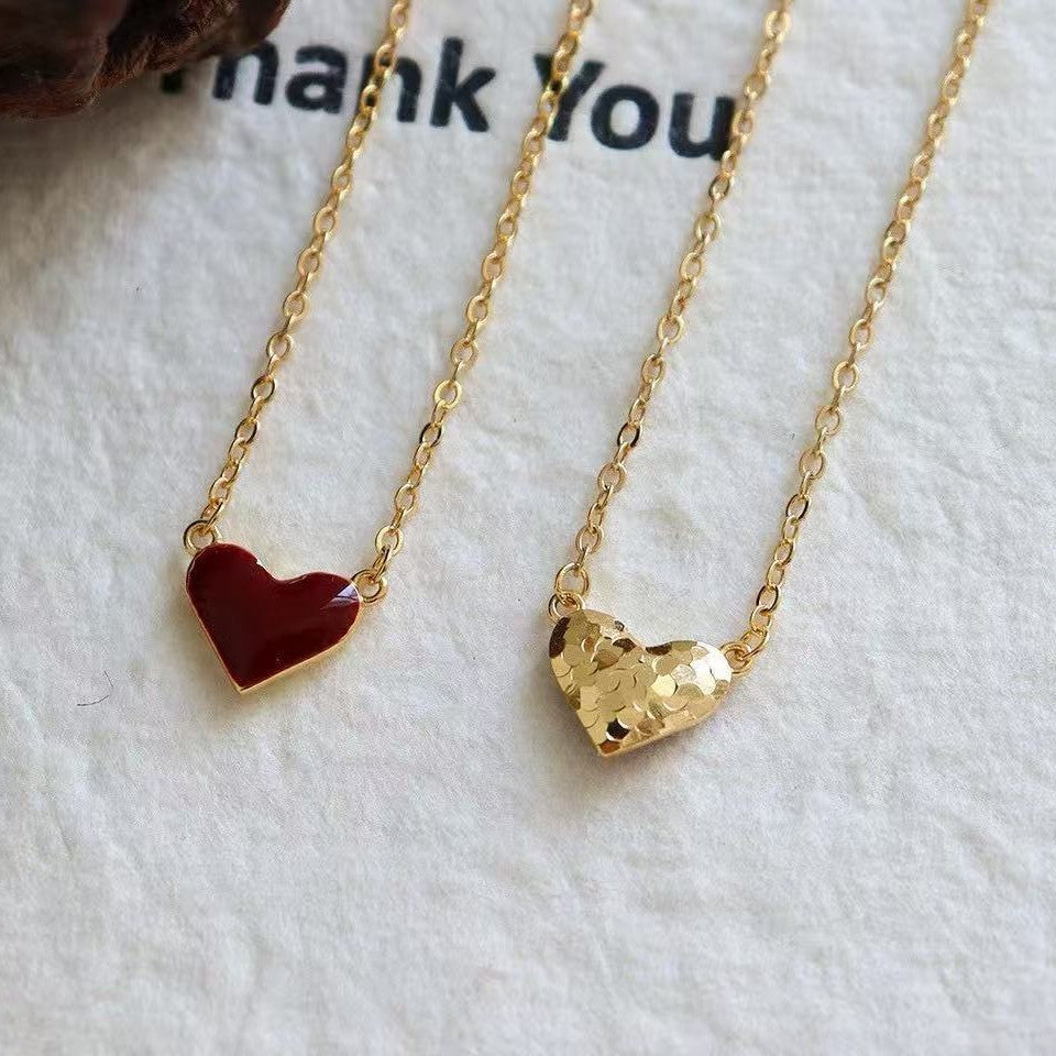 Crimson Frost Double-Sided Heart Pendant Necklace