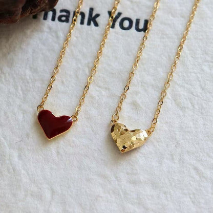 Crimson Frost Double-Sided Heart Pendant Necklace