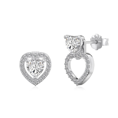 "Dancing Heart" S925 Sterling Silver Hollow Heart Earrings