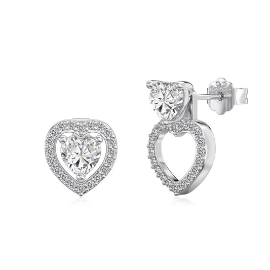 "Dancing Heart" S925 Sterling Silver Hollow Heart Earrings