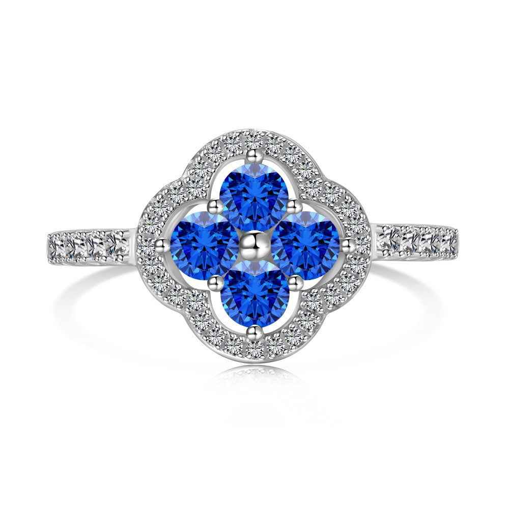 “Everluck Petal” 925 Sterling Silver Four-Petal Zircon Jewelry Set