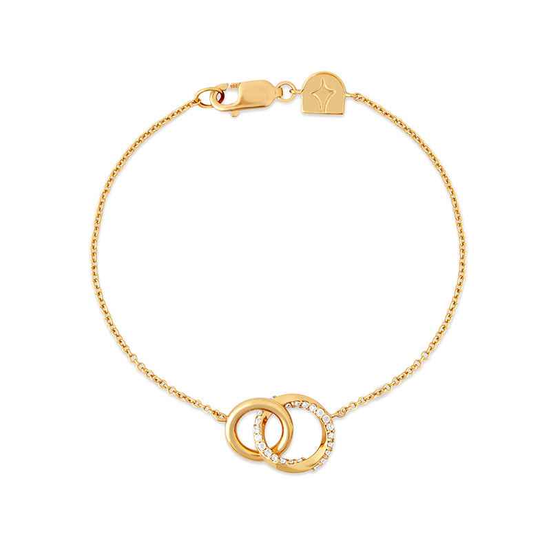 “Circle Glow” S925 Sterling Silver Zircon Double Ring Bracelet