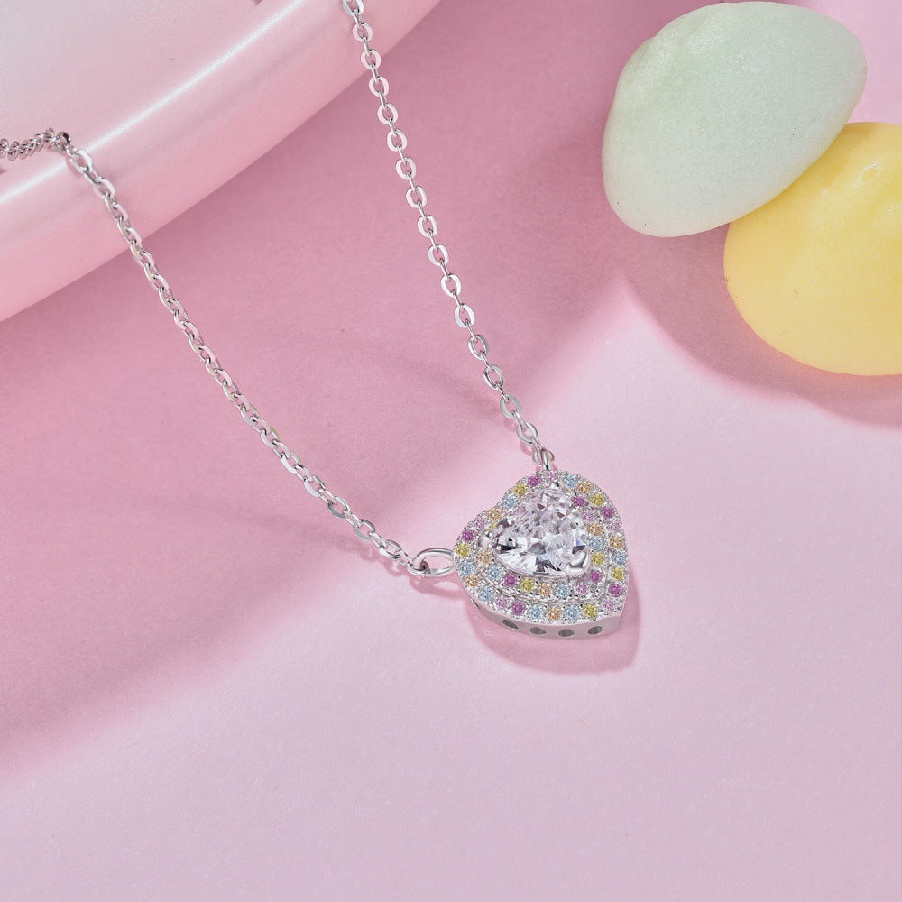 “Candy Heart Éclat” S925 Sterling Silver Heart Pavé Jewelry Set