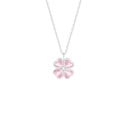 Luna Clover Spin 925 Sterling Silver Rotating Four-Leaf Clover Necklace