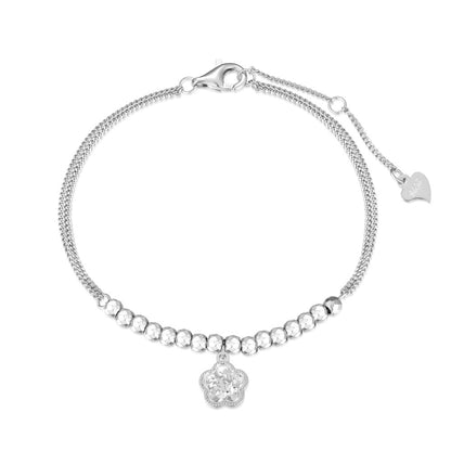 “Blossom Fortune” 925 Sterling Silver Lucky Flower Charm Bracelet