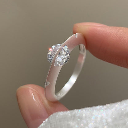 Cosmic Star 925 Sterling Silber Drehbarer Zirkon Ring – Verstellbar, Minimalistisches Design 