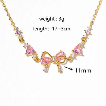Amour Bow Brass Genuine Gold-Plated 3A Zircon Heart Bracelet