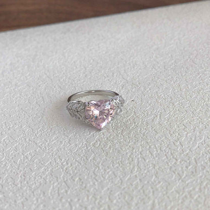 “Regal Heart” 925 Sterling Silver Pink Heart-Cut Gala Ring