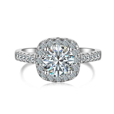 “Halo Empress” 925 Sterling Silver 1.2CT Cushion Halo Moissanite Ring