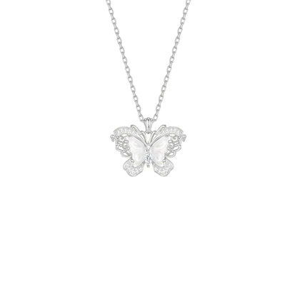 “Luna Papillon” S925 Sterling Silver Shuimo Jade Butterfly Necklace