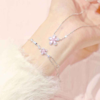 “Blush Sakura” S925 Sterling Silver Pink Blossom Jewelry Set