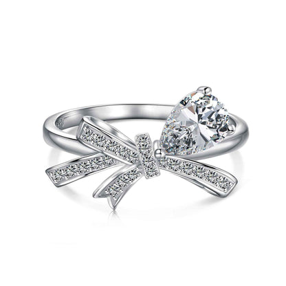 “Lumière Bow” 925 Sterling Silver Pear-Cut Bow Ring