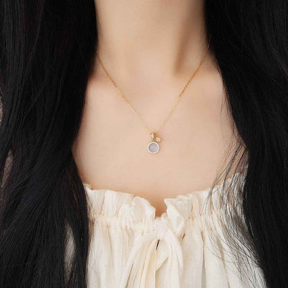 “Aqua Clover” S925 Sterling Silver Aquamarine Clover Necklace