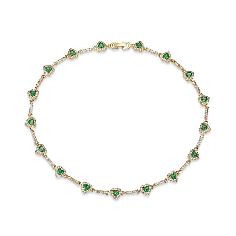 “Heartline” Gold-Tone Brass Colorful Zircon Heart Jewelry Set