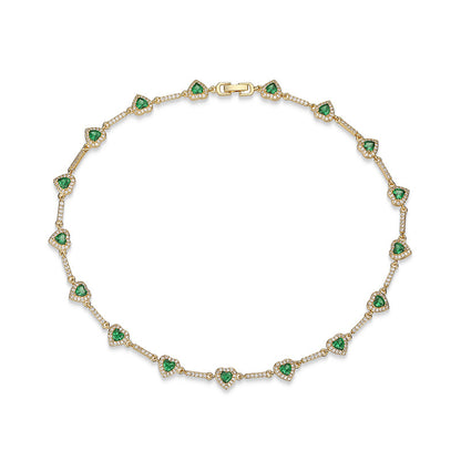 “Heartline” Gold-Tone Brass Colorful Zircon Heart Jewelry Set