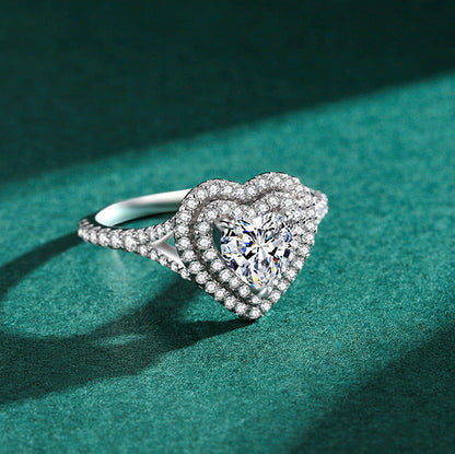 “Royal Heart Halo” 925 Sterling Silver Statement Ring