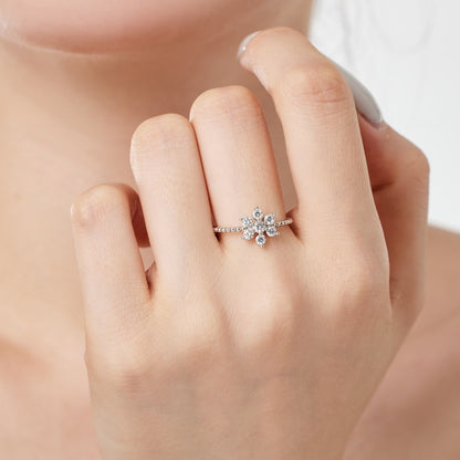 “Frost Étoile” S925 Sterling Silver Snowflake Zircon Jewelry Set (Necklace, Earrings & Ring)