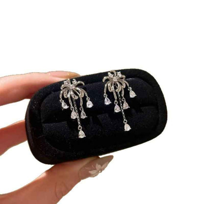 “Sparkling Fireworks” 925 Sterling Silver Tassel Stud Earrings