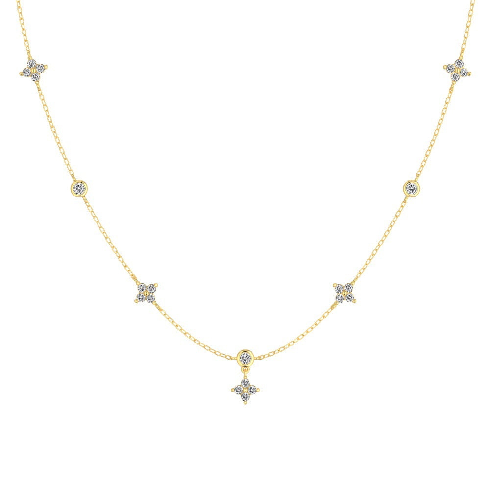 “Twinkle Clover” S925 Sterling Silver Dainty Clover Necklace