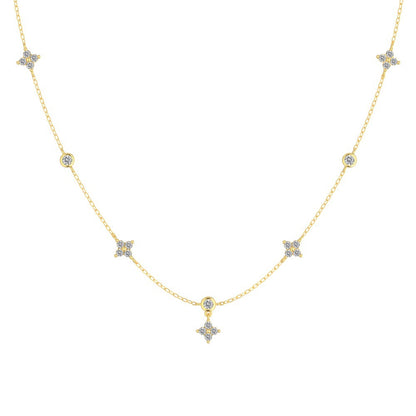 “Twinkle Clover” S925 Sterling Silver Dainty Clover Necklace