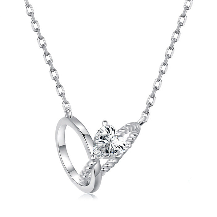 “Celeste Bond” S925 Sterling Silver Double Ring Pendant Necklace