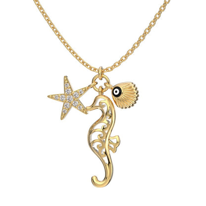 “Ocean Talisman” S925 Sterling Silver Marine Charm Necklace