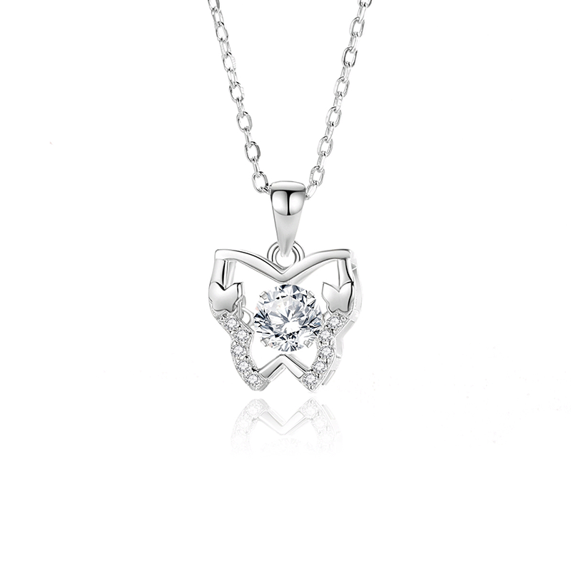 “Dancing Butterfly” S925 Sterling Silver Butterfly Pendant Necklace