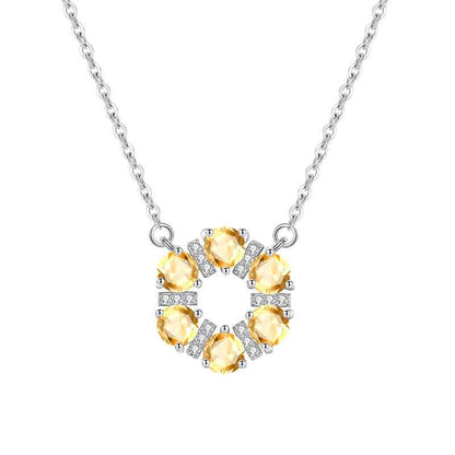 “Crystal Wreath” S925 Sterling Silver Crystal Halo Necklace