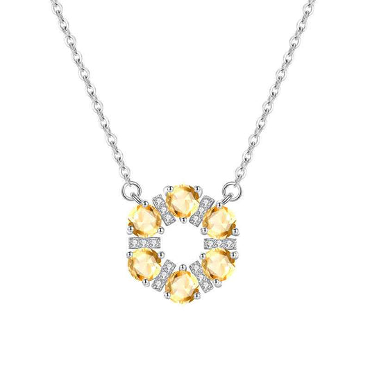 “Crystal Wreath” S925 Sterling Silver Crystal Halo Necklace