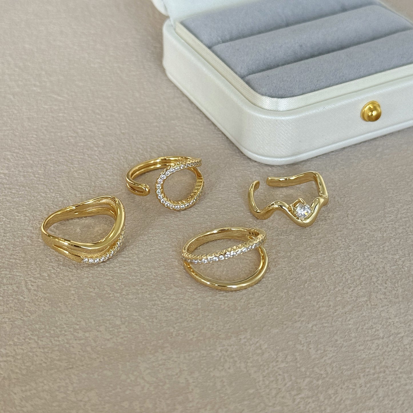 “Lumière Line” S925 Sterling Silver Irregular Line Stackable Ring