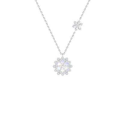 "Iridescent Snowflake" 925 Sterling Silver Pendant Necklace