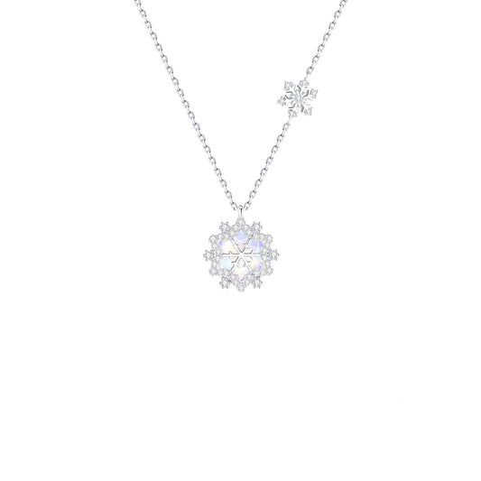 "Iridescent Snowflake" 925 Sterling Silver Pendant Necklace