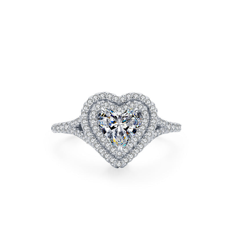 “Royal Heart Halo” 925 Sterling Silver Statement Ring