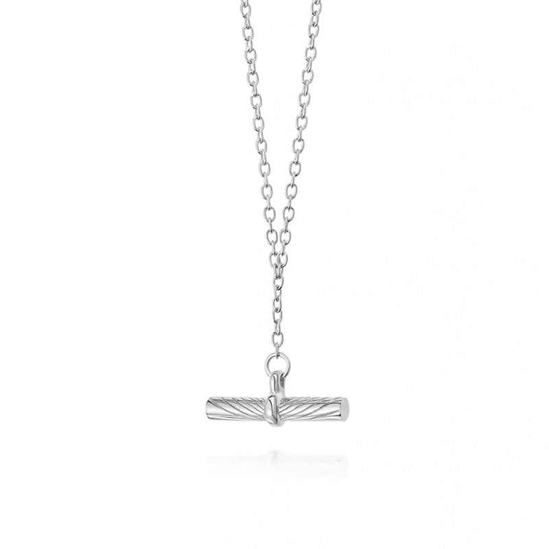 “Balance Column” 925 Sterling Silver Minimalist Cylinder Pendant Necklace