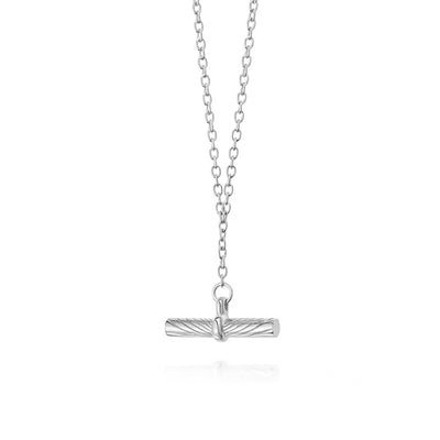 “Balance Column” 925 Sterling Silver Minimalist Cylinder Pendant Necklace