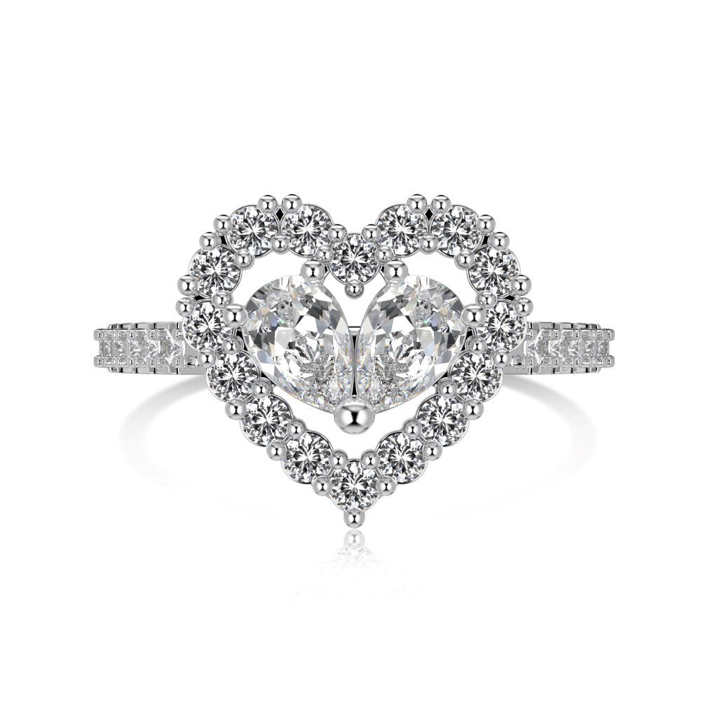 "Twin Hearts" 925 Sterling Silver Heart-Cut Zircon Jewelry Set