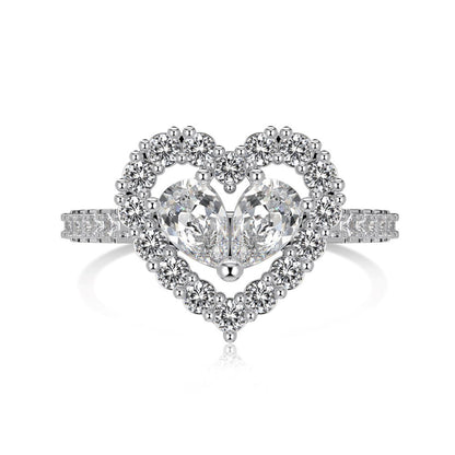 "Twin Hearts" 925 Sterling Silver Heart-Cut Zircon Jewelry Set