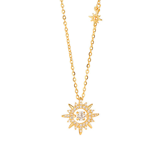“Solaris Bloom” S925 Sterling Silver Dancing Sun Necklace