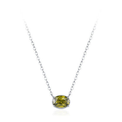 “Olive Glow” 925 Sterling Silver Oval Zircon Jewelry Set
