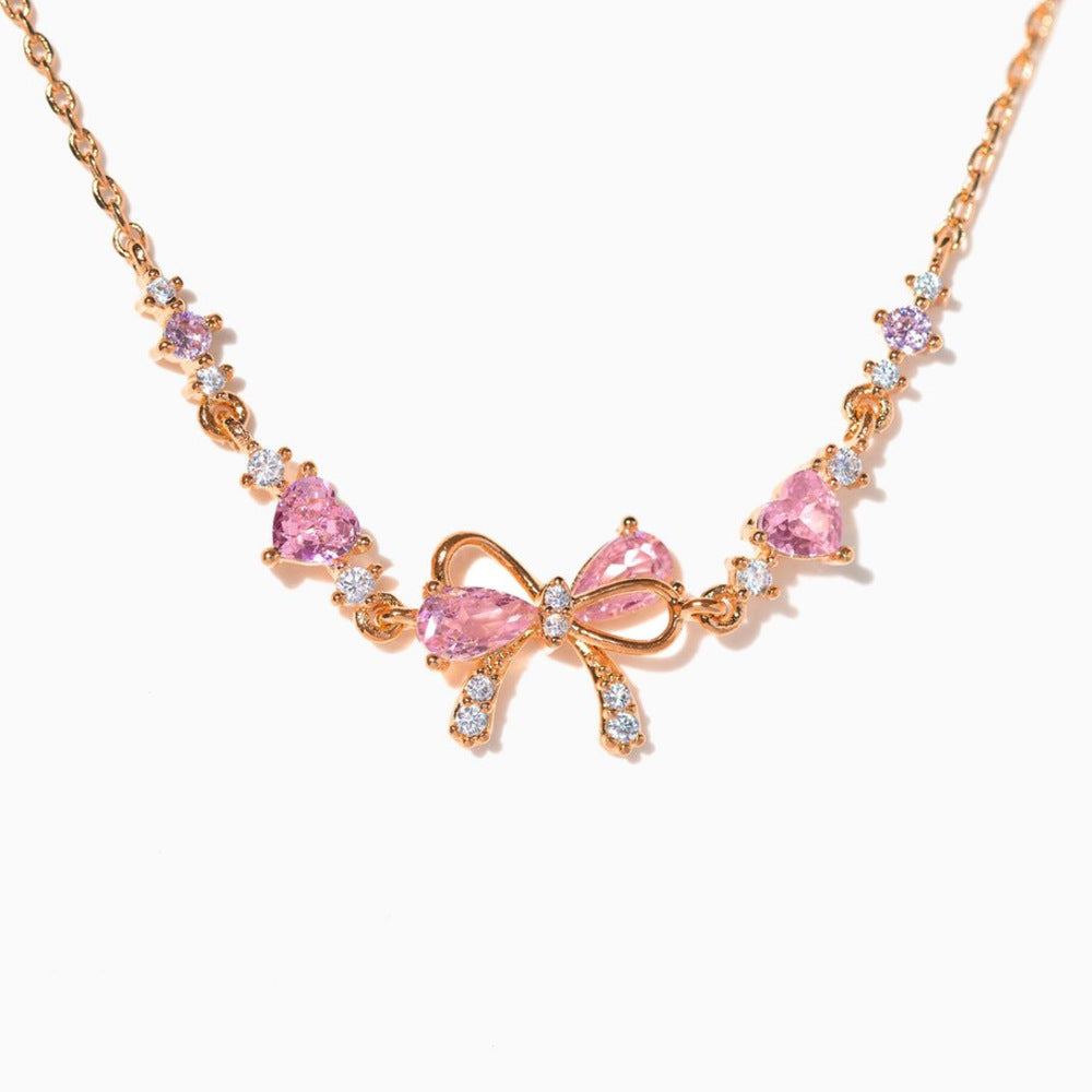 Amour Bow Brass Genuine Gold-Plated 3A Zircon Heart Bracelet