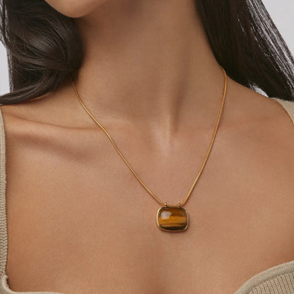 Vintage Ember 18K Gold-Plated Brass Tiger Eye Necklace