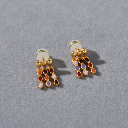 Prism Drop 18K Gold-Plated Brass Enamel Tassel Stud Earrings
