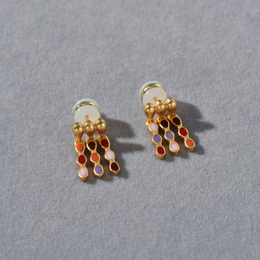 Prism Drop 18K Gold-Plated Brass Enamel Tassel Stud Earrings